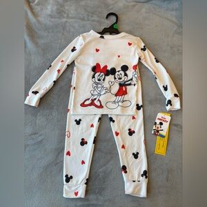 Disney Mickie & Minnie Mouse Kids Pajamas - White with Red and Black Size 5